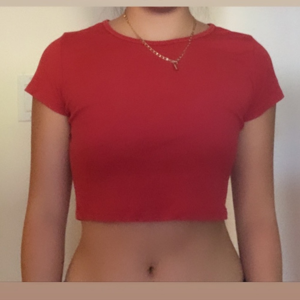 Brandy Melville Red Cropped Tee